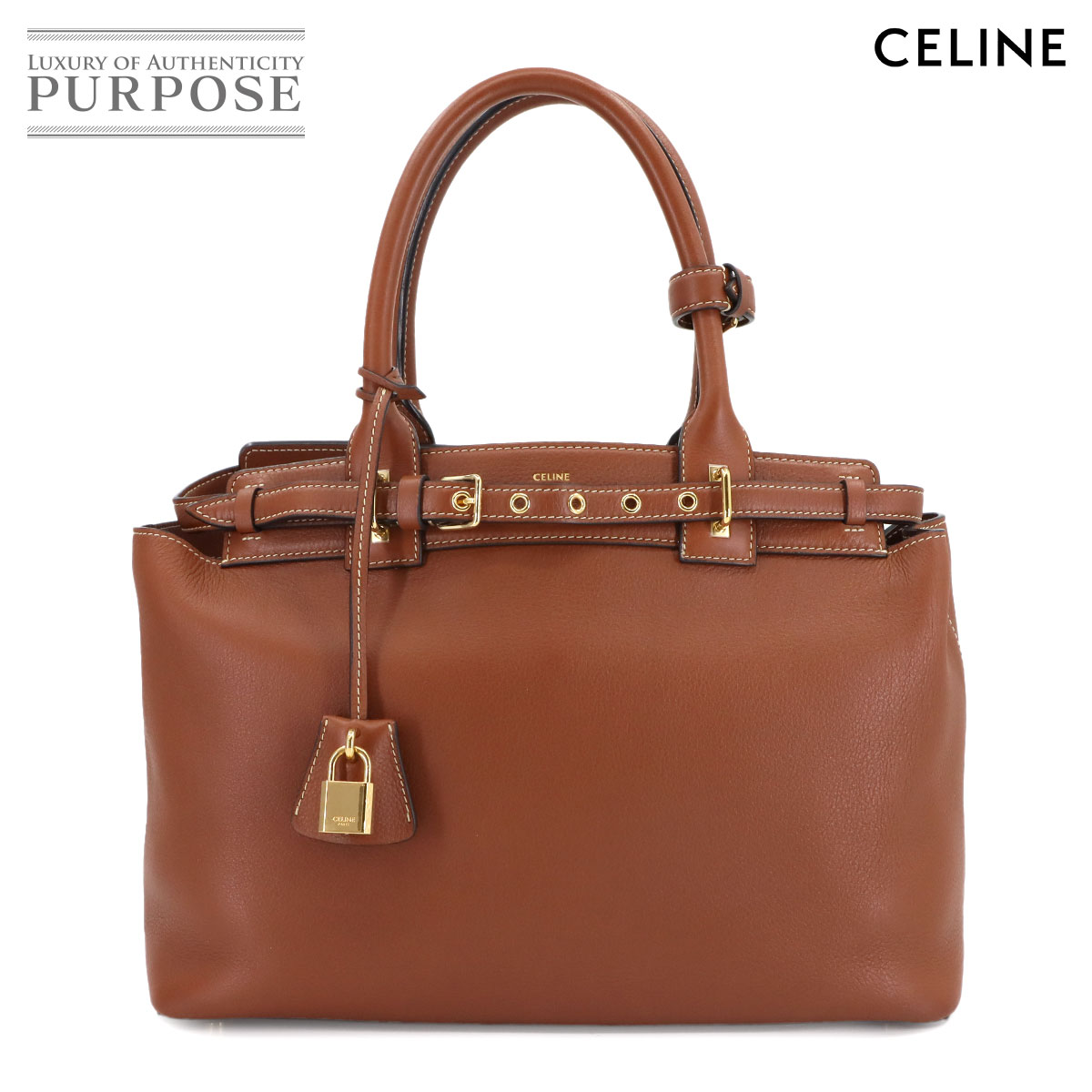 CELINE コンティ トート バッグ レザー タン 199873EZJ ゴールド 金具 Conti Bag セリーヌ 90302020