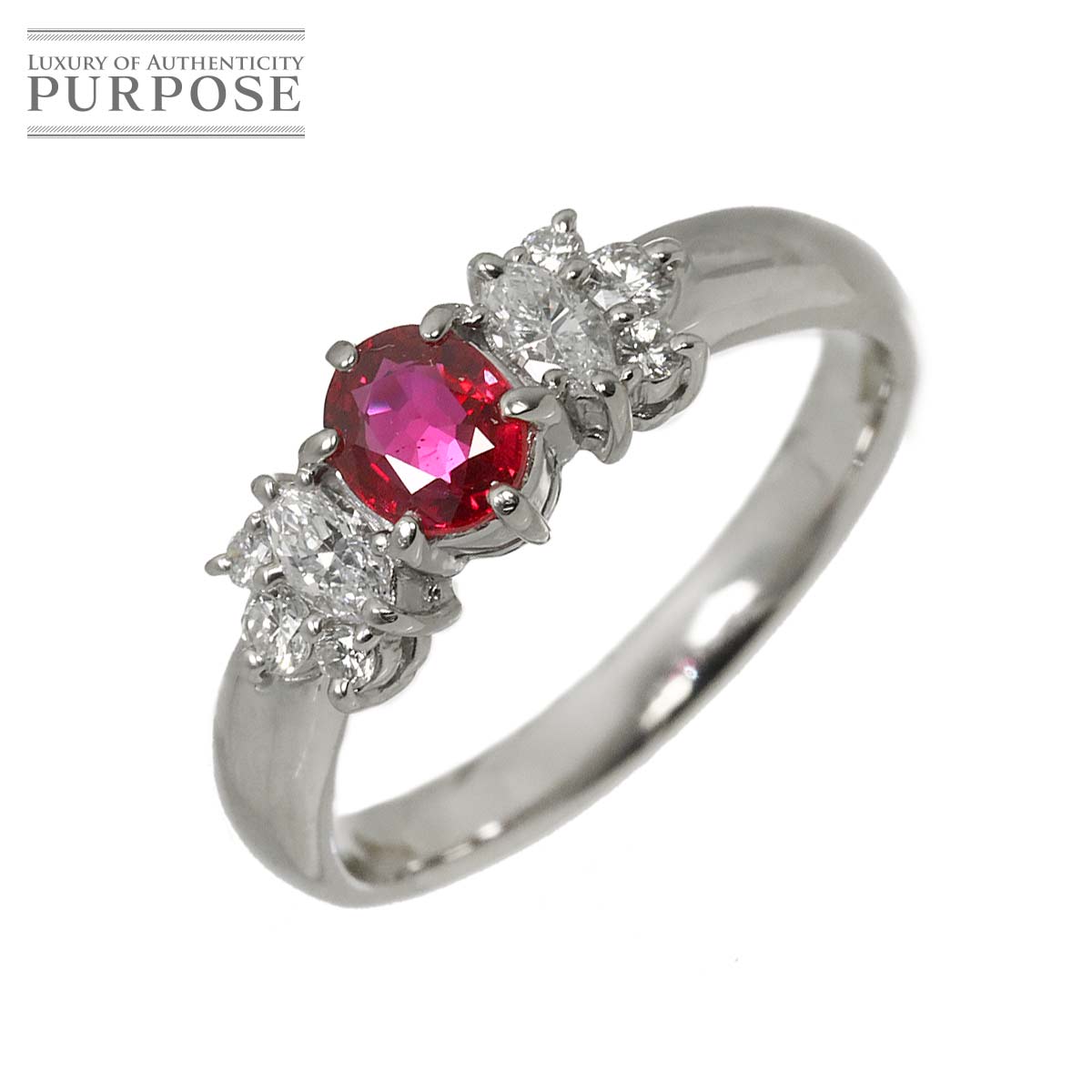 リング 12号 ルビー 0.45ct ダイヤ 0.31ct Pt プラチナ 指輪 Ruby Ring 90339801
