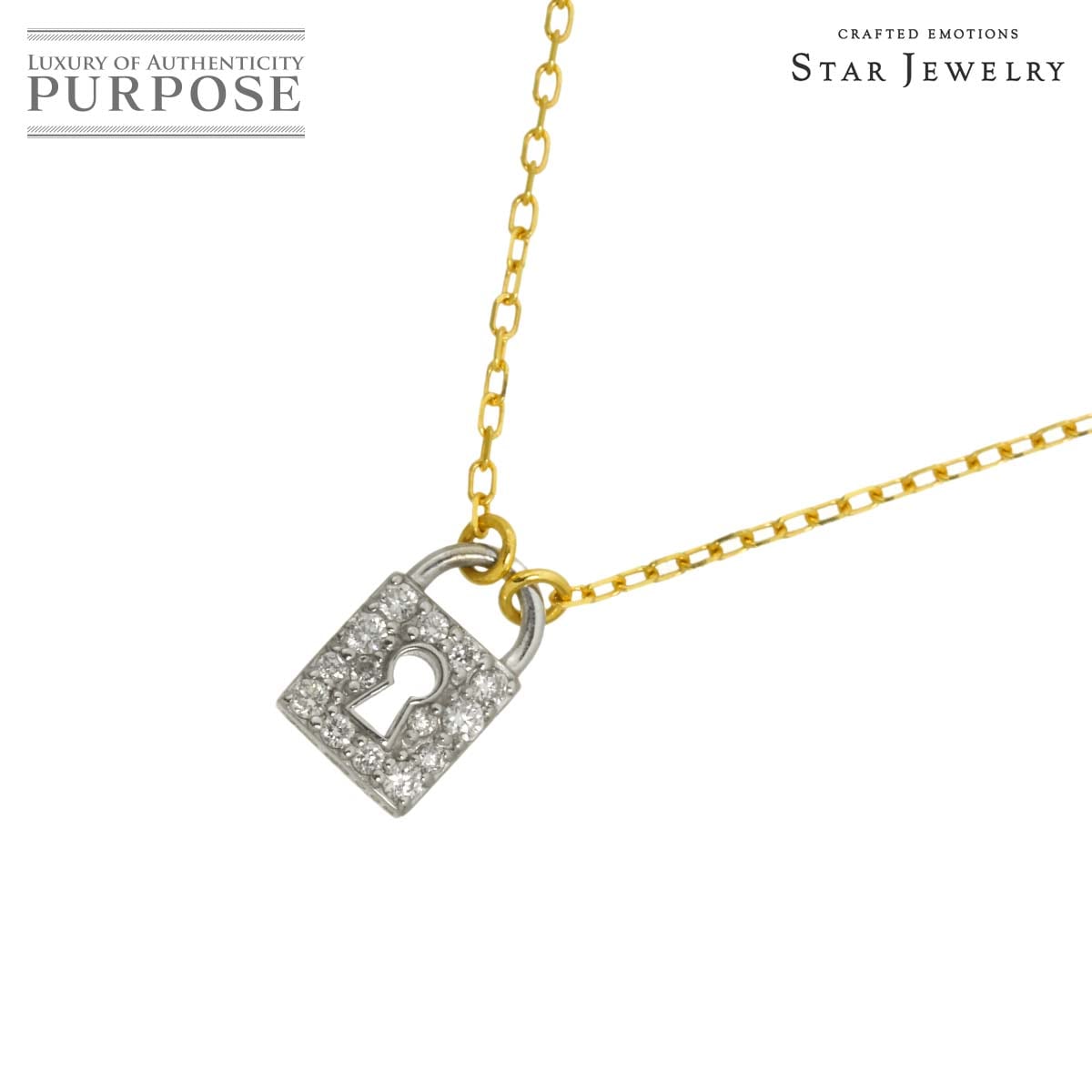 Star Jewelry ダイヤ 0.08ct ネックレス 40cm K18 YG WG イエロー ホワイトゴールド 750 Diamond Necklace スタージュエリー 90331514