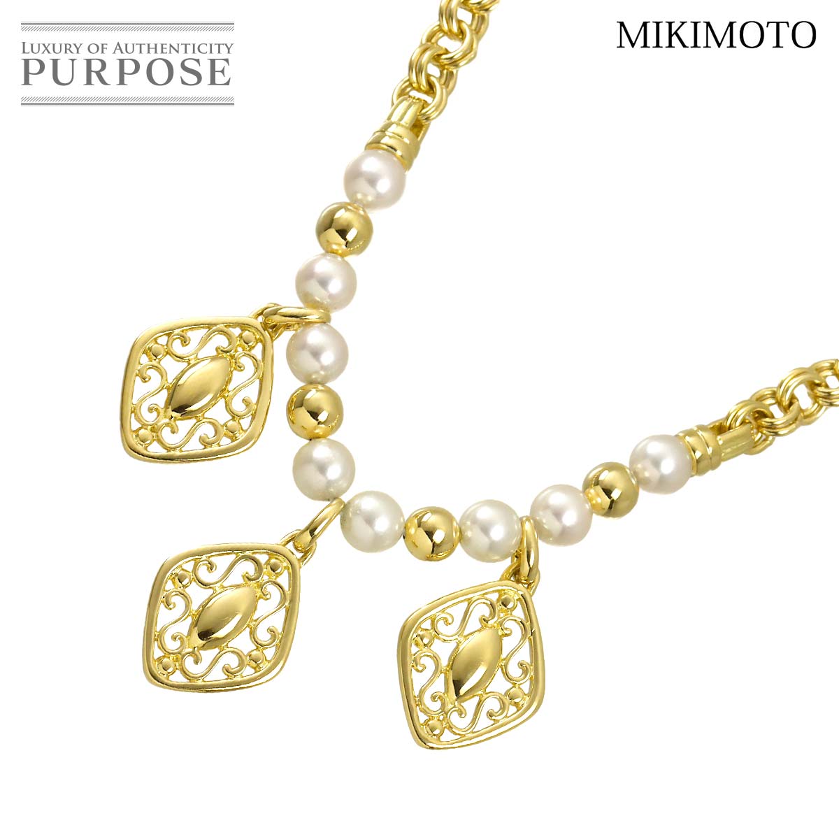 MIKIMOTO アコヤ真珠 5.4-5.3mm ネックレス 42cm K18 YG イエローゴールド 750 パール Necklace ミキモト 90332872