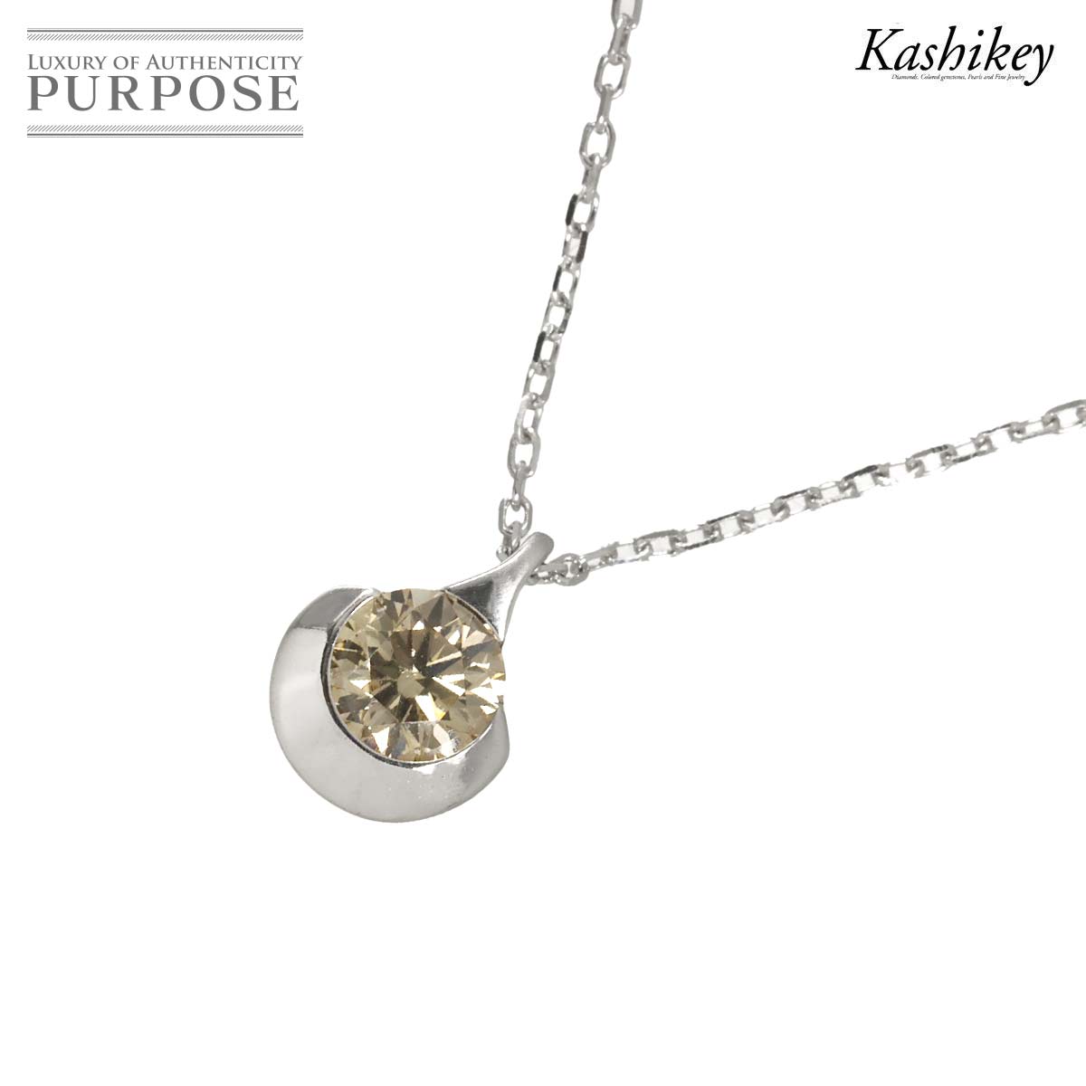 KASHIKEY アンフォゲッタブル ドッツ ブラウンダイヤ 0.20ct ネックレス 45cm K18 WG ホワイトゴールド 750 Necklace カシケイ 90335712