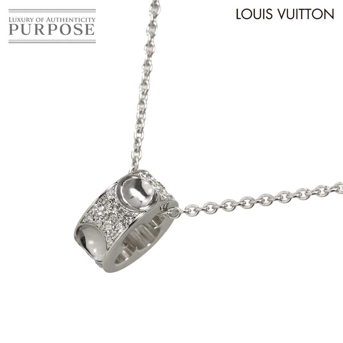 LOUIS VUITTON パンダンティフ アンプラント ダイヤ ネックレス 45cm K18 WG ホワイトゴールド 750 Necklace ルイ ヴィトン 90336240