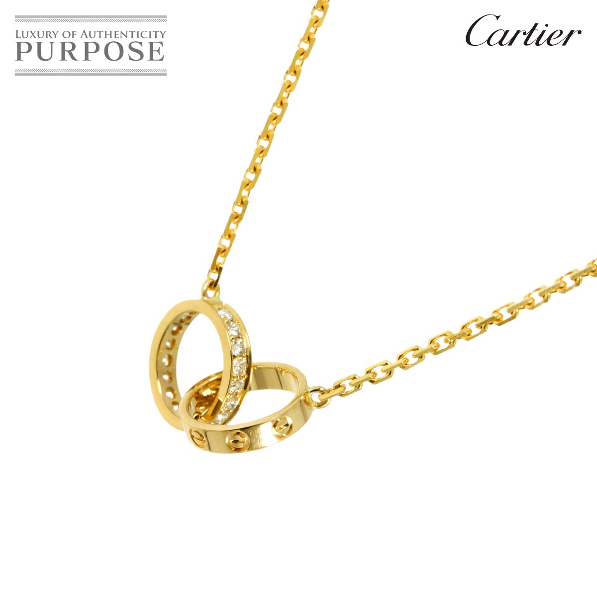Cartier ベビーラブ ダイヤ ネックレス 44cm K18 YG イエローゴールド 750 Love Necklace【証明書付き】カルティエ 90336250