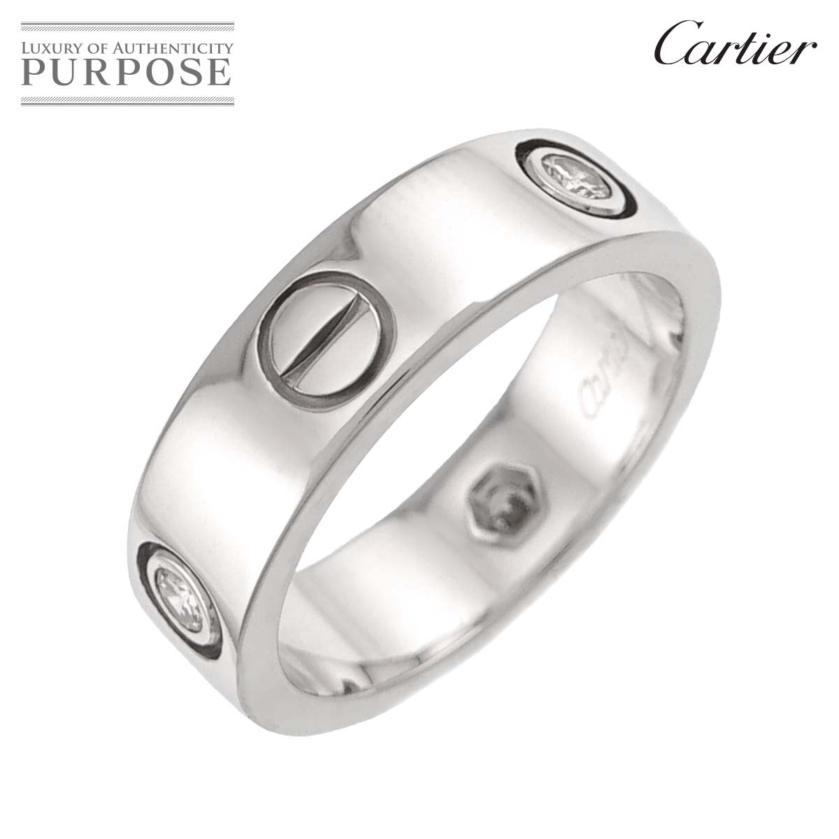 Cartier ラブ #52 リング ハーフ ダイヤ 3P K18 WG ホワイトゴールド 750 指輪 Love Ring カルティエ 90336903