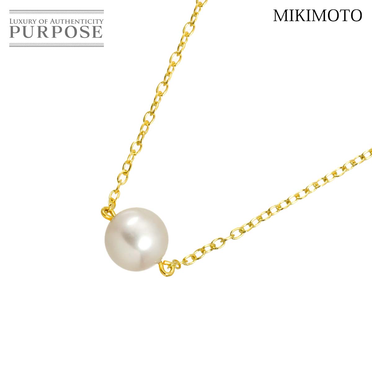 MIKIMOTO アコヤ真珠 7.2mm ネックレス 38cm K18 YG イエローゴールド 750 パール Necklace ミキモト 90337475