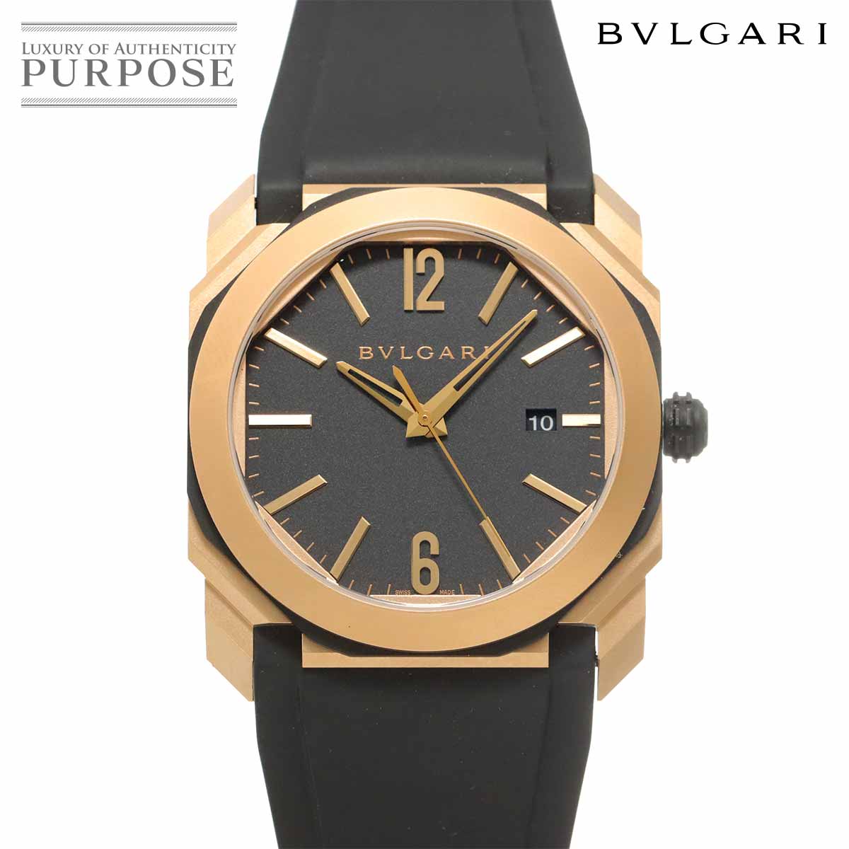 BVLGARI オクト オリジナーレ BGOP41SG メンズ 腕時計 デイト ブラック K18PG ピンクゴールド オートマ 自動巻き ウォッチ Octo ブルガリ 90332626
