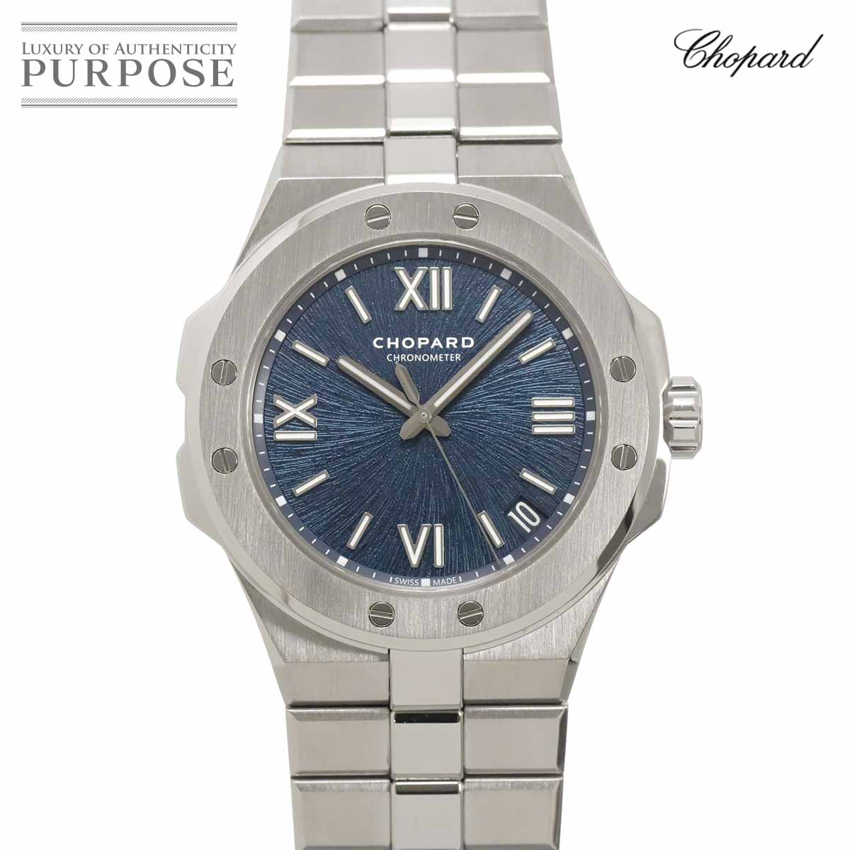 Chopard アルパイン イーグル ラージ 298600-3001 メンズ 腕時計 デイト ブルー 自動巻き ウォッチ Alpine ショパール 90334790