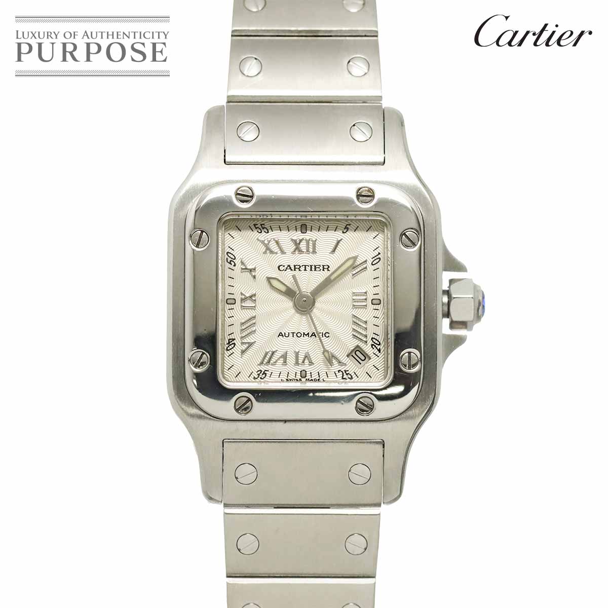 Cartier サントスガルベSM W20044D6 レディース 腕時計 デイト シルバー 自動巻き オートマ ウォッチ Santos カルティエ 90335564