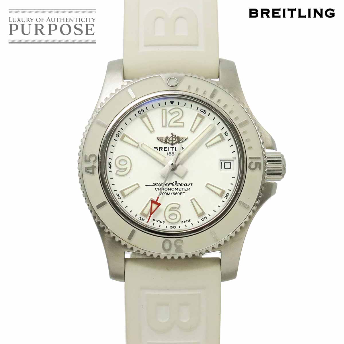 BREITLING スーパーオーシャン 36 A17316 レディース 腕時計 デイト ホワイト オートマ 自動巻き ウォッチ Super Ocean ブライトリング 90342469