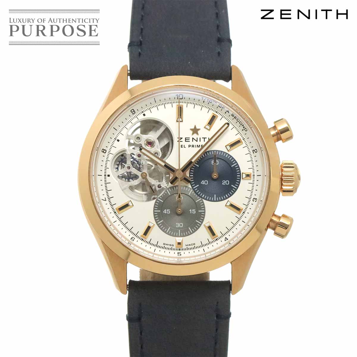 ZENITH エルプリメロ クロノマスター オープン 18 3300 3604 クロノグラフ メンズ 腕時計 ホワイト K18PG ピンクゴールド 自動巻き El Primero ゼニス 90342790