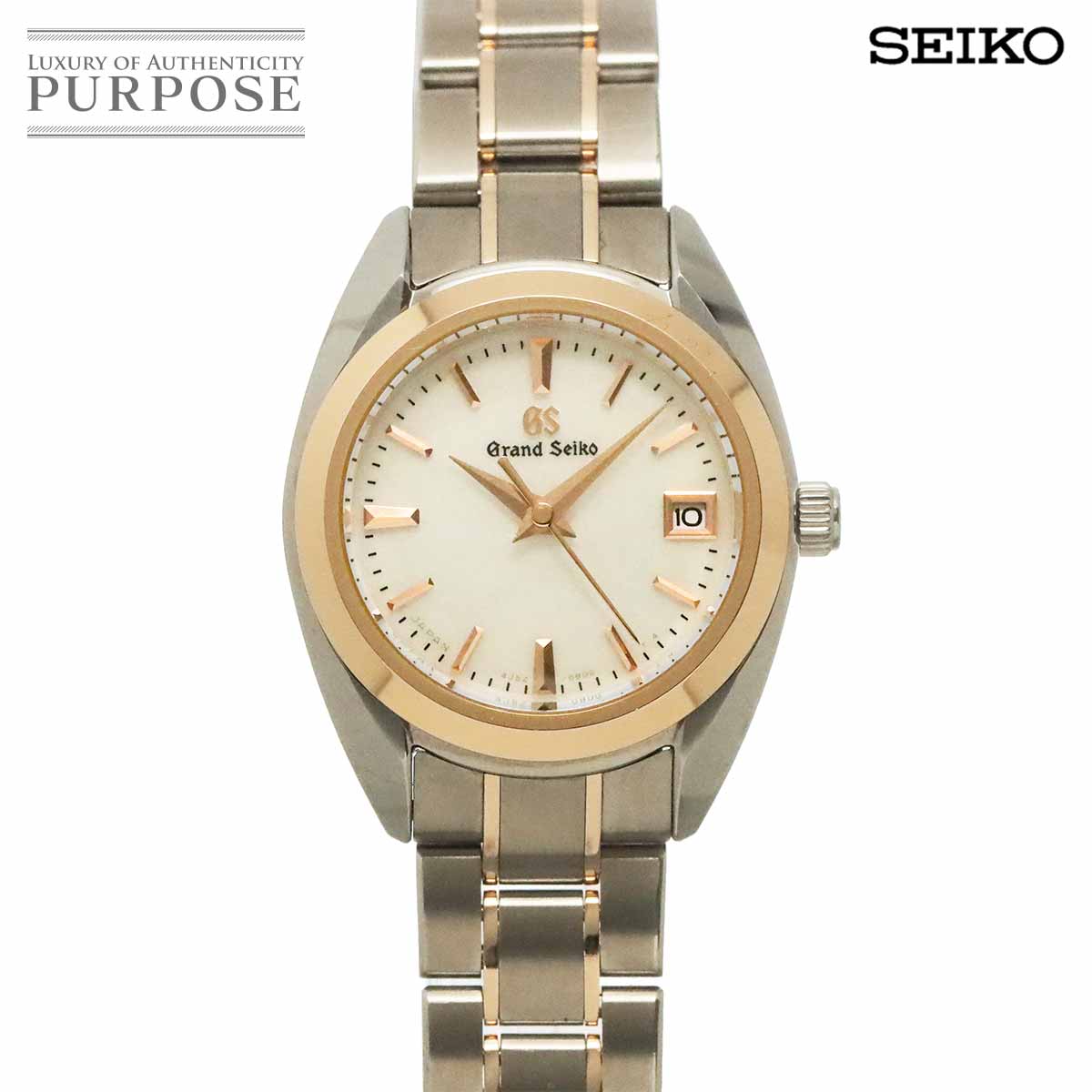 GRAND SEIKO STGF310 レディース 腕時計 4J52 0AG0 デイト ホワイトシェル チタン K18YG イエローゴールド クォーツ ウォッチ グランドセイコー 90342795