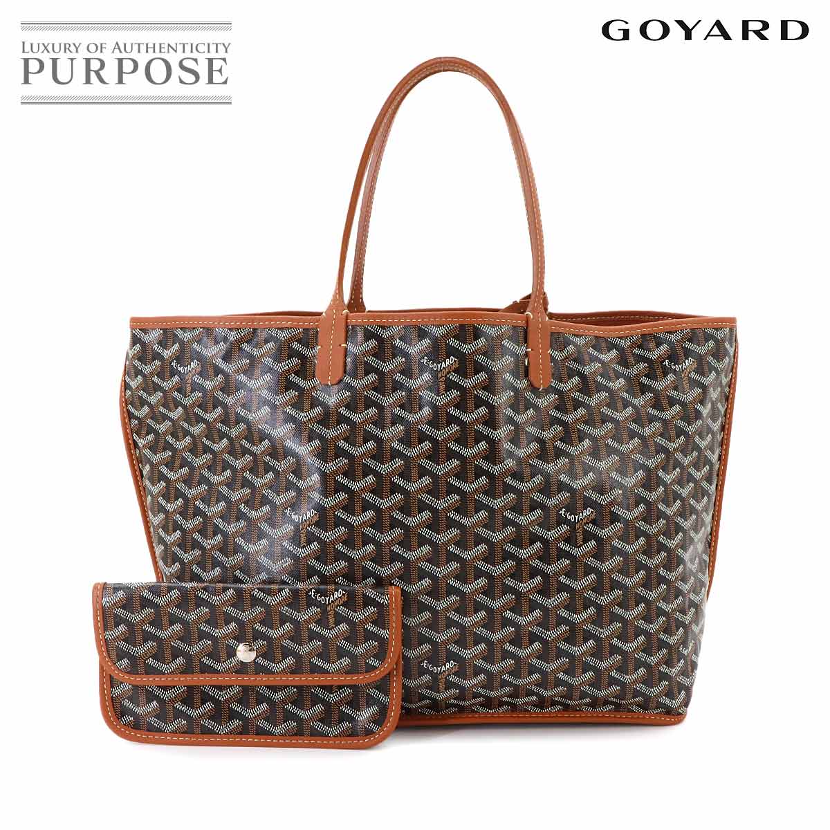 GOYARD アンジュ PM リバーシブル トート バッグ PVC レザー ヘリンボーン ブラック ブラウン シルバー 金具 Anjou PM ゴヤール 90331338