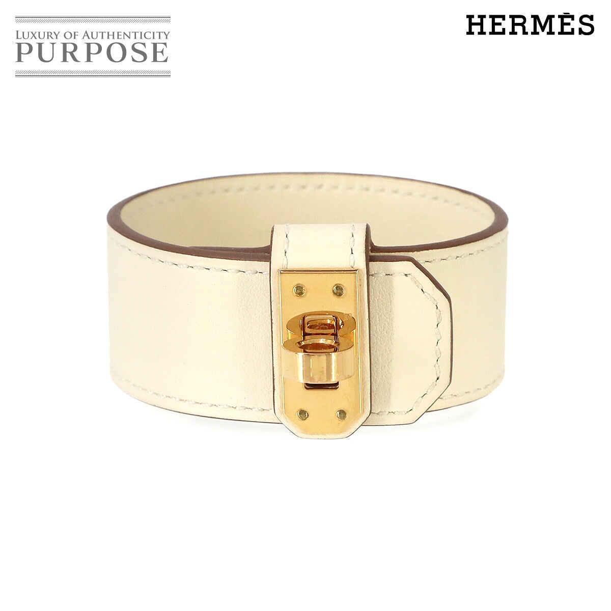 HERMES ケリー ツイスト PM ブレスレット スイフト ナタ U刻印 T2 ゴールド 金具 Kelly Twist Bracelet エルメス 90335411