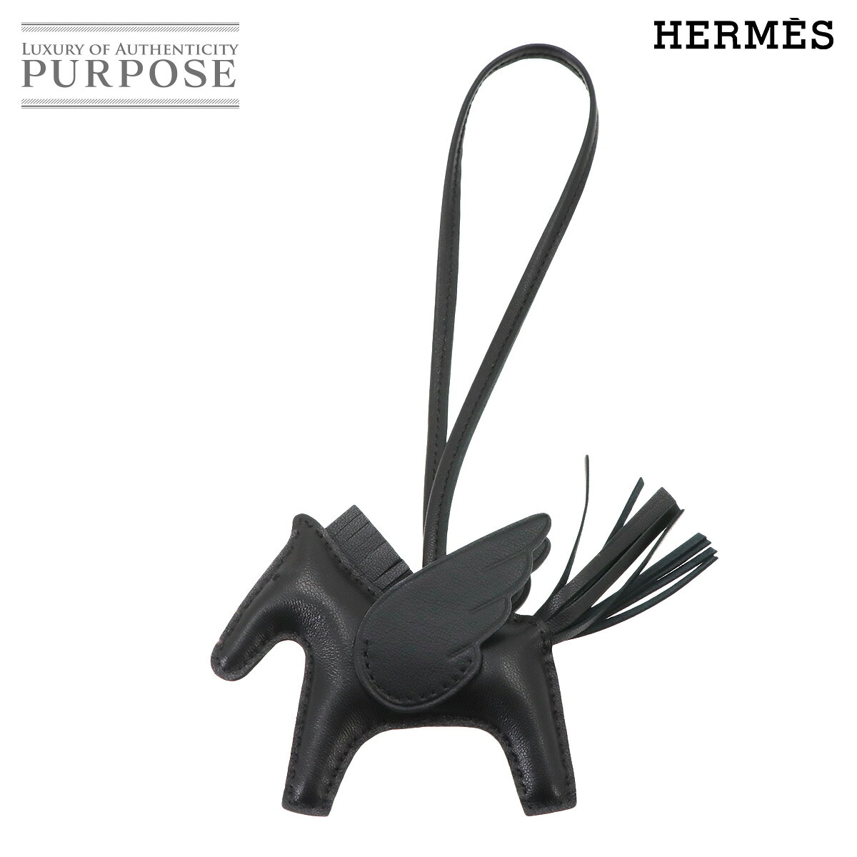 HERMES ソーブラック ロデオ ペガサス PM バッグチャーム アニョーミロ スイフト B刻印 Rodeo Pegasus エルメス 90335935