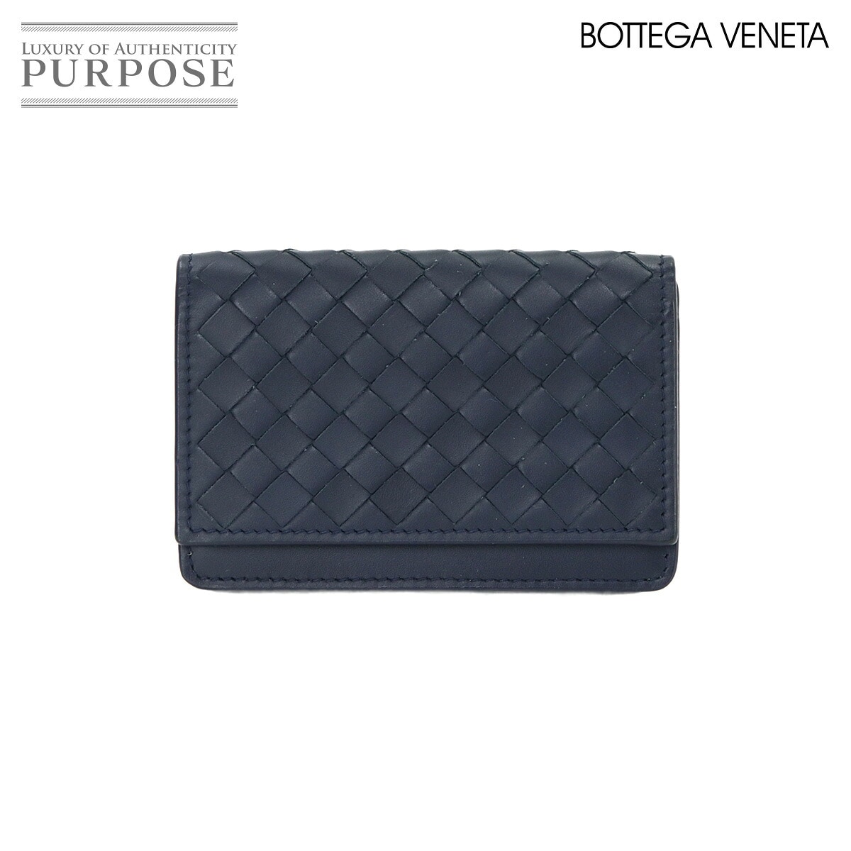 BOTTEGA VENETA イントレチャート カードケース レザー ネイビー Card Case ボッテガ ヴェネタ 90336482