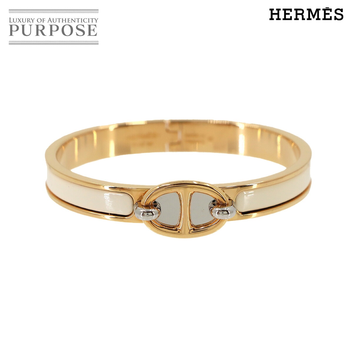 HERMES ミニ クリック シェーヌダンクル バングル ゴールド クリーム シルバー アクセサリー Mini Clic Chaine dancre エルメス 90337829