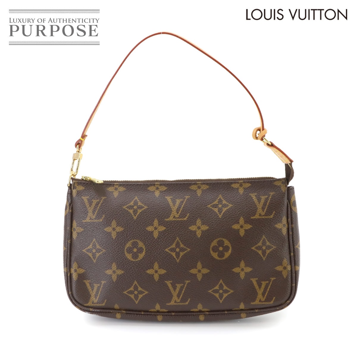 LOUIS VUITTON モノグラム ポシェット アクセソワール ハンド バッグ ブラウン M51980 ゴールド 金具 Pochette Accessoires ルイ ヴィトン 90341044