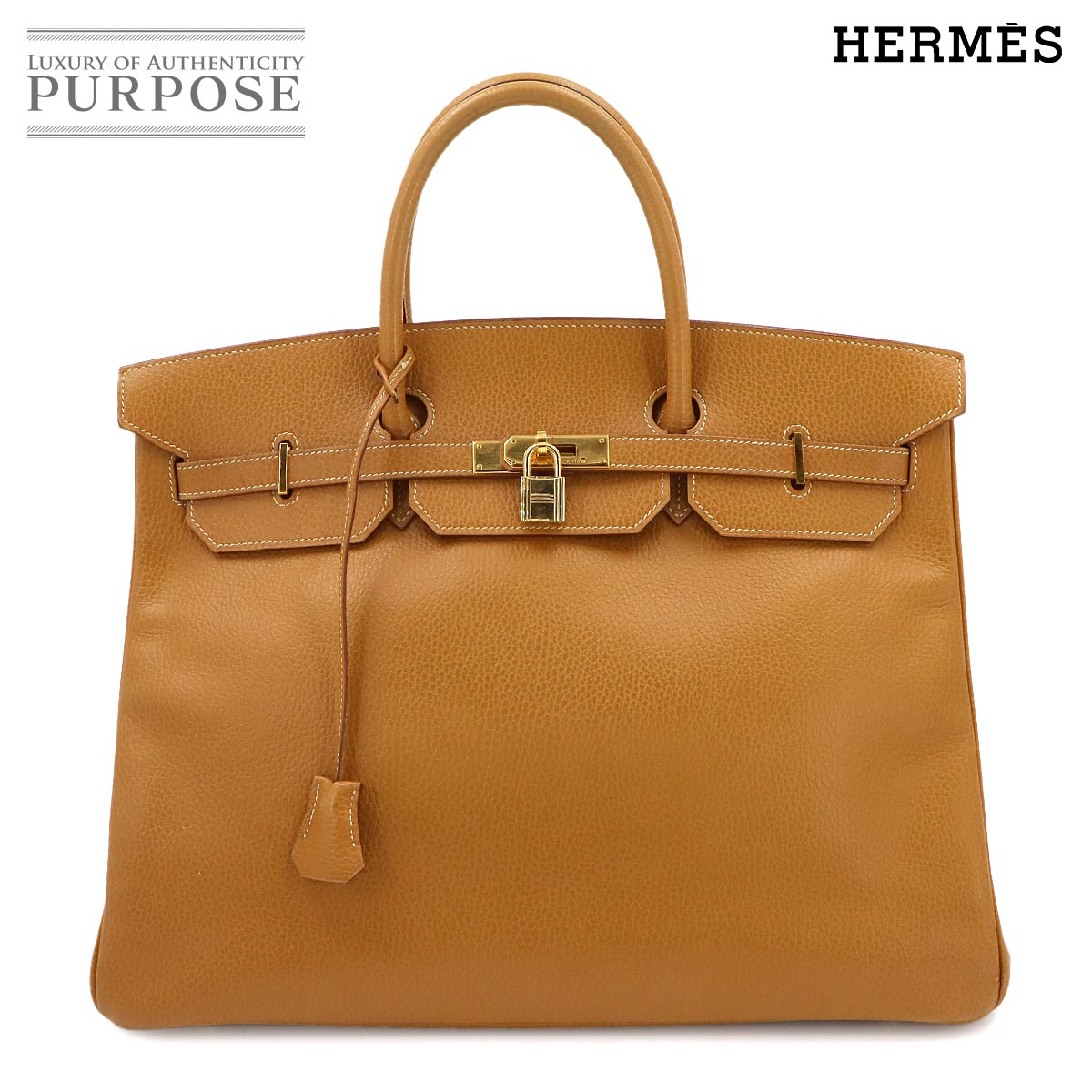 HERMES バーキン40 ハンド バッグ アルデンヌ ナチュラル □A刻印 ゴールド 金具 Birkin 40 エルメス 90342261