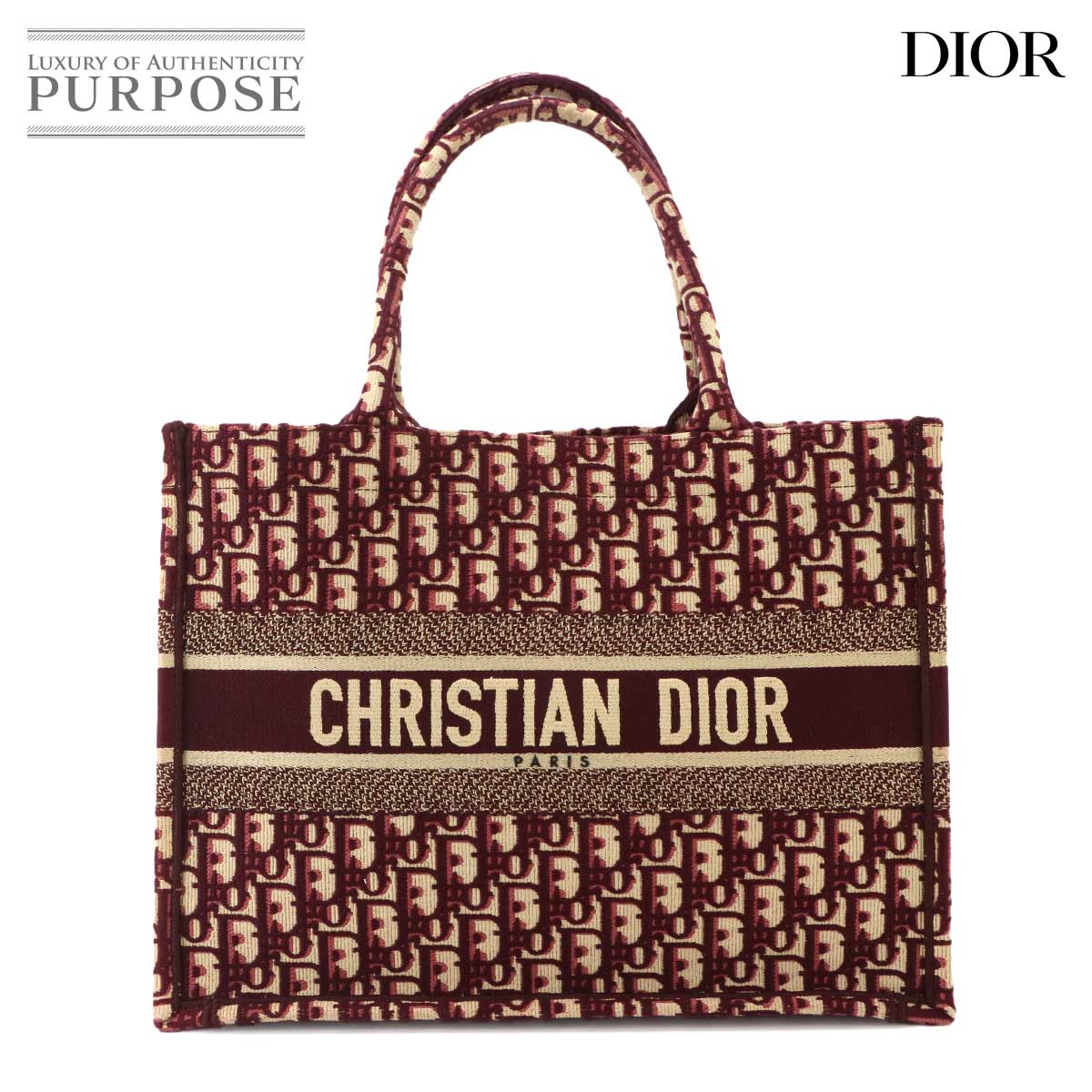 Christian Dior オブリーク ブック トート ミディアム バッグ キャンバス ボルドー Book Tote Medium クリスチャン ディオール 90342978