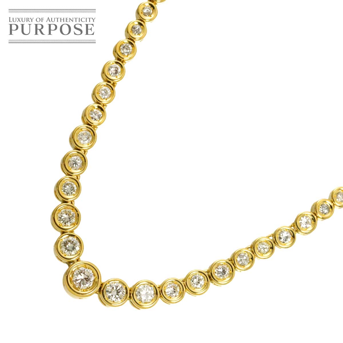 ダイヤ 3.00ct ネックレス 40cm K18 YG イエローゴールド 750 Diamond Necklace 90339241