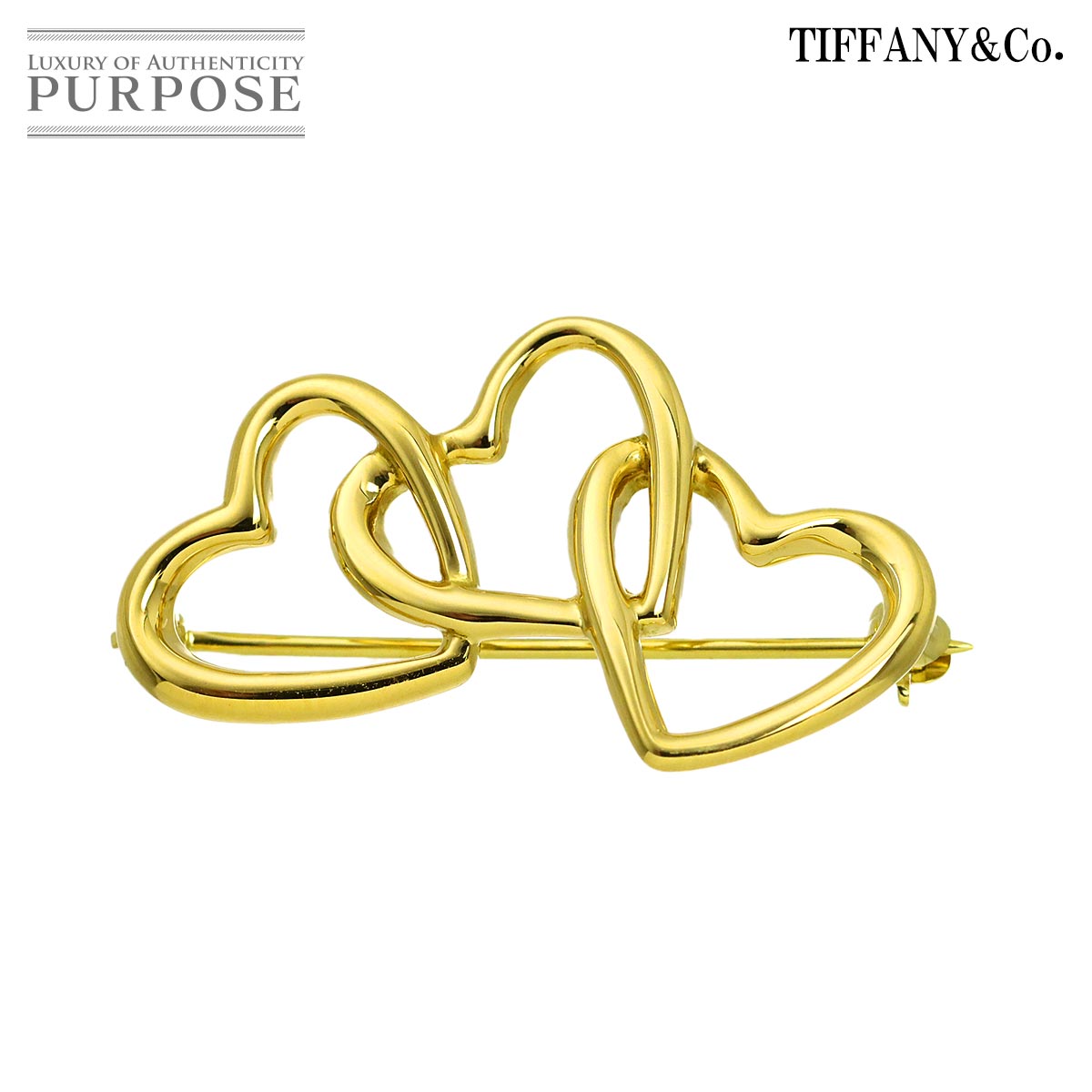 TIFFANY&Co. トリプルハート ブローチ K18 YG イエローゴールド 750 Brooch ティファニー 90333672