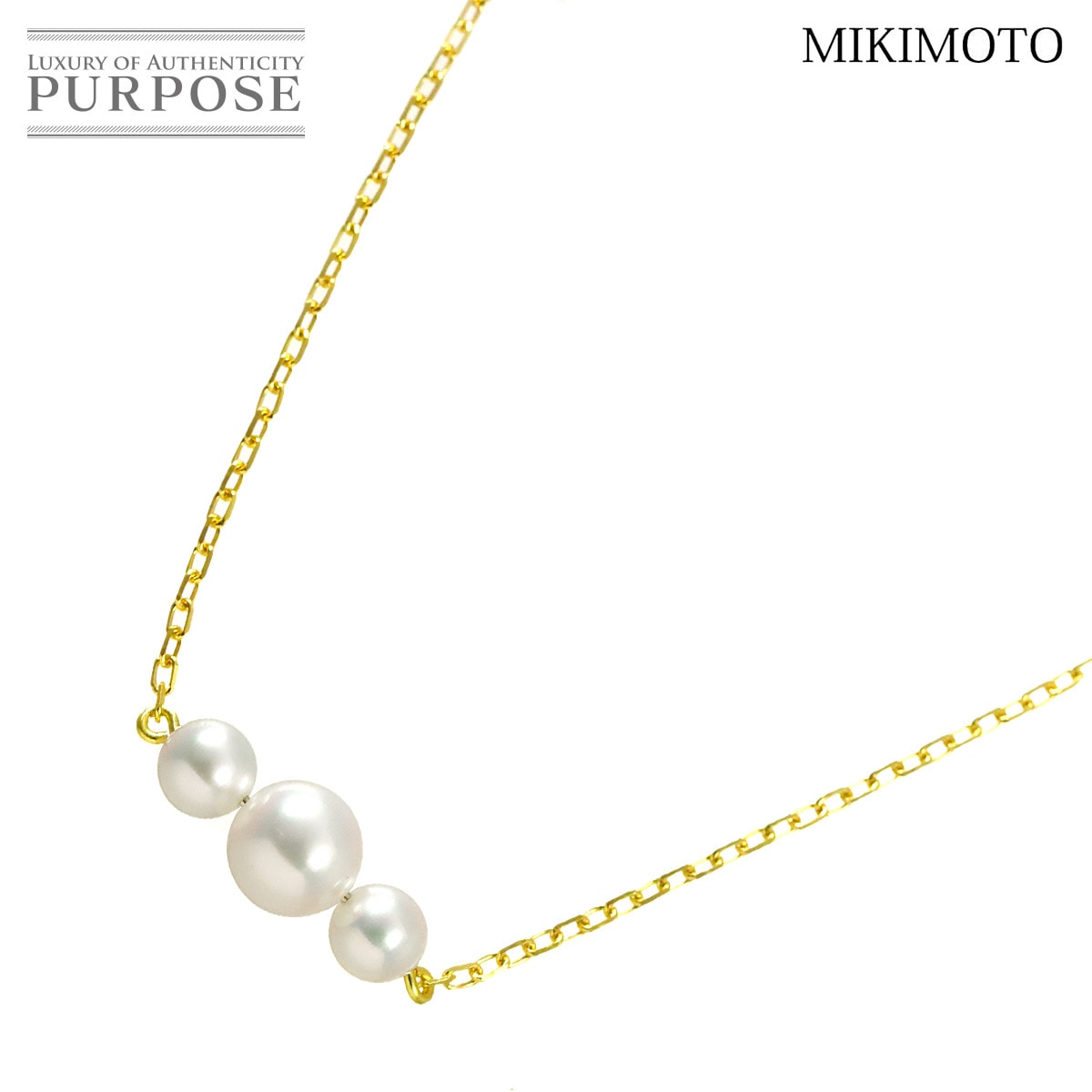 MIKIMOTO アコヤ真珠 6.0-4.3mm ネックレス 38cm K18 YG イエローゴールド 750 パール Necklace ミキモト 90335196