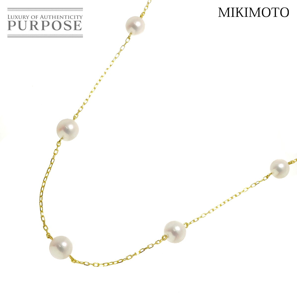 MIKIMOTO アコヤ真珠 6.4-4.9mm ネックレス 38cm K18 YG イエローゴールド 750 パール Necklace ミキモト 90336178