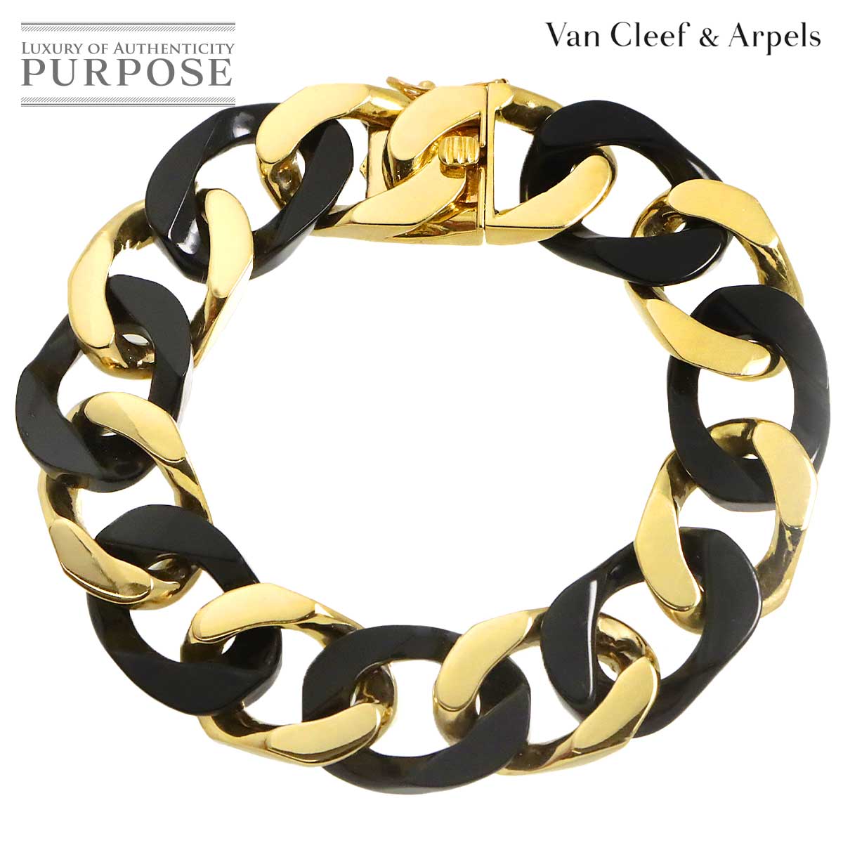 Van Cleef & Arpels オニキス ブレスレット 15.5cm K18 YG イエローゴールド 750 VCA Bracelet ヴァンクリーフ & アーペル 90324390