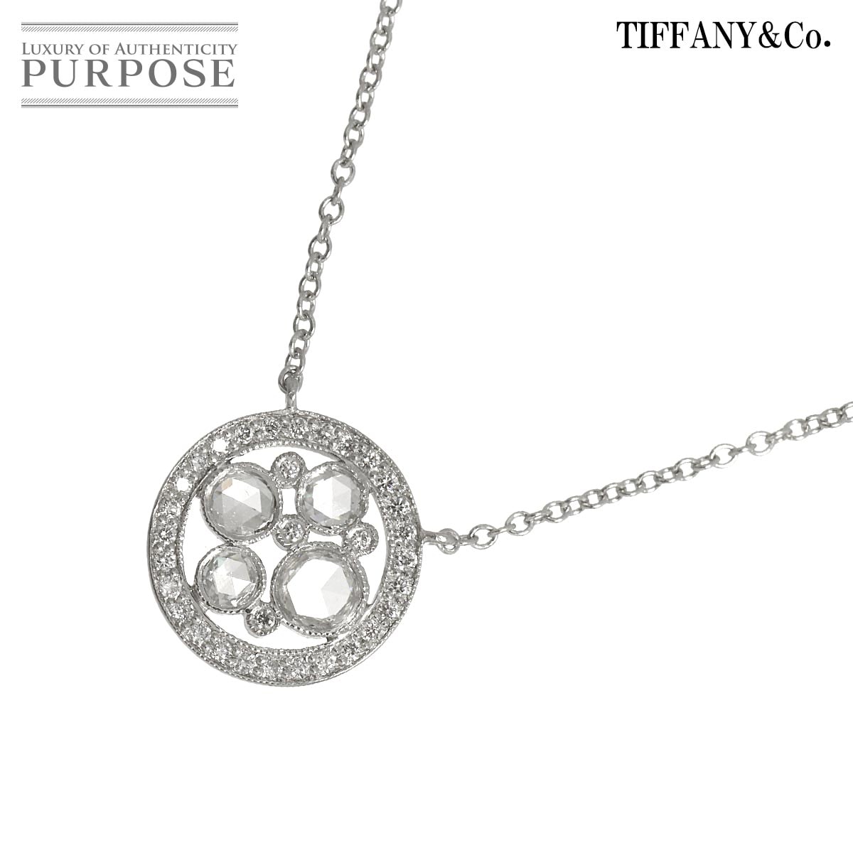 TIFFANY&CO. コブルストーン ダイヤ ネックレス 40cm Pt プラチナ Diamond Necklace ティファニー 90336236