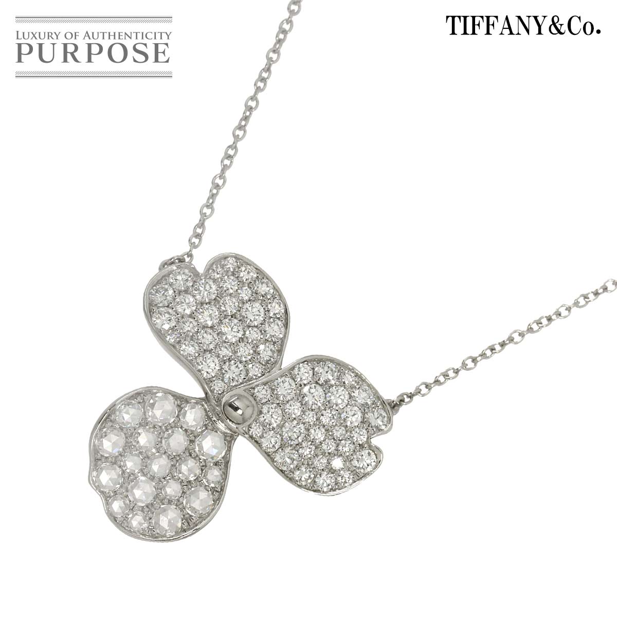 TIFFANY&Co. ペーパーフラワー ダイヤ ネックレス 39cm Pt プラチナ Necklace ティファニー 90336241