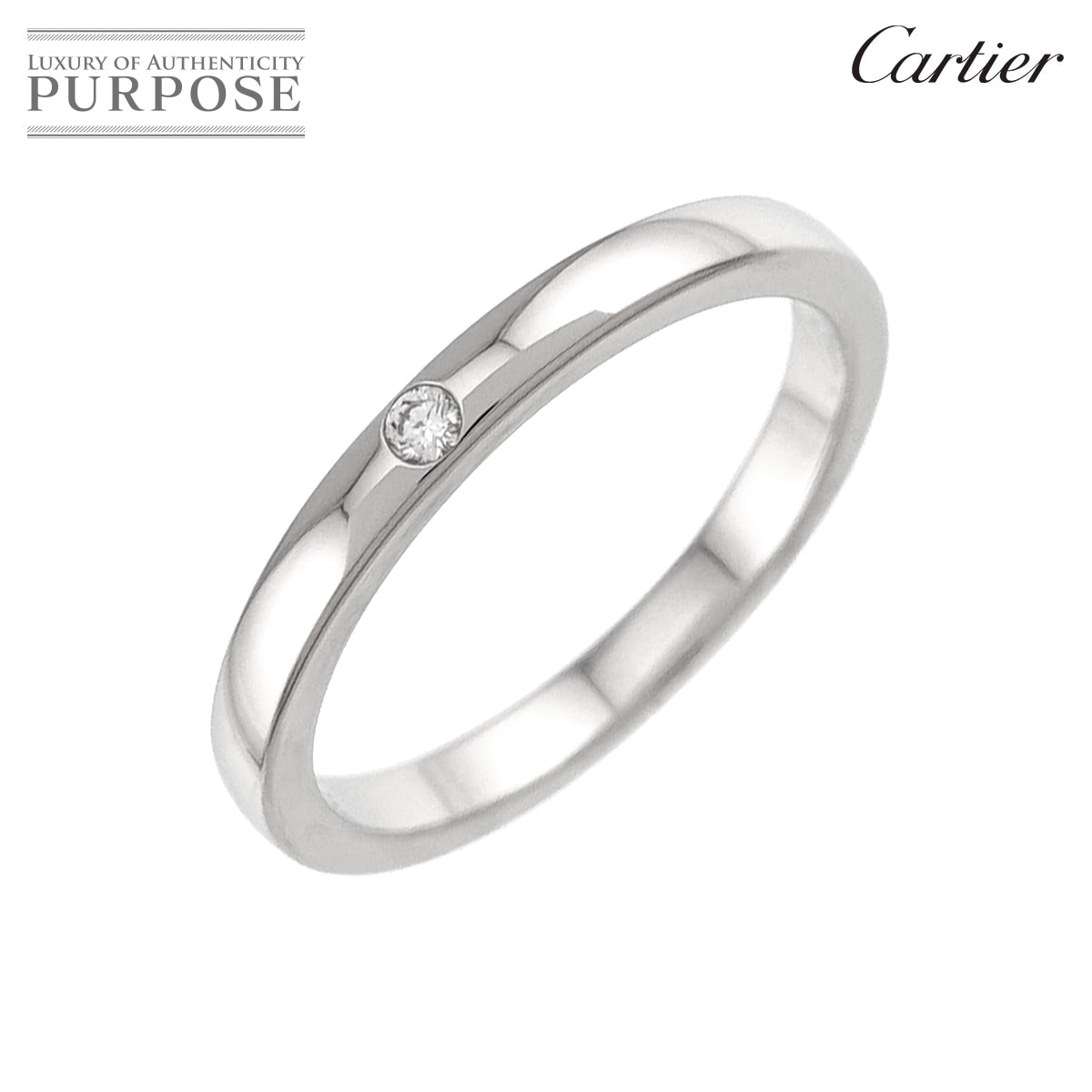 Cartier クラシック #47 リング 幅2mm ダイヤ 1P Pt プラチナ 指輪 Diamond Ring カルティエ 90338791