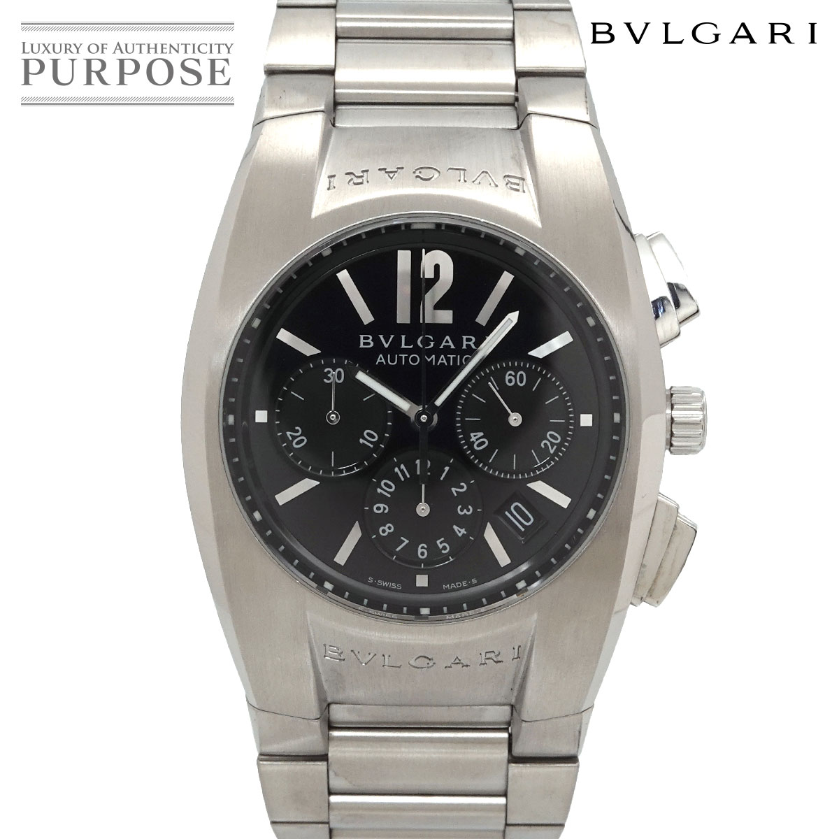 BVLGARI エルゴン クロノグラフ EG40SCH メンズ 腕時計 デイト ブラック オートマ 自動巻き ウォッチ ブルガリ 90333700