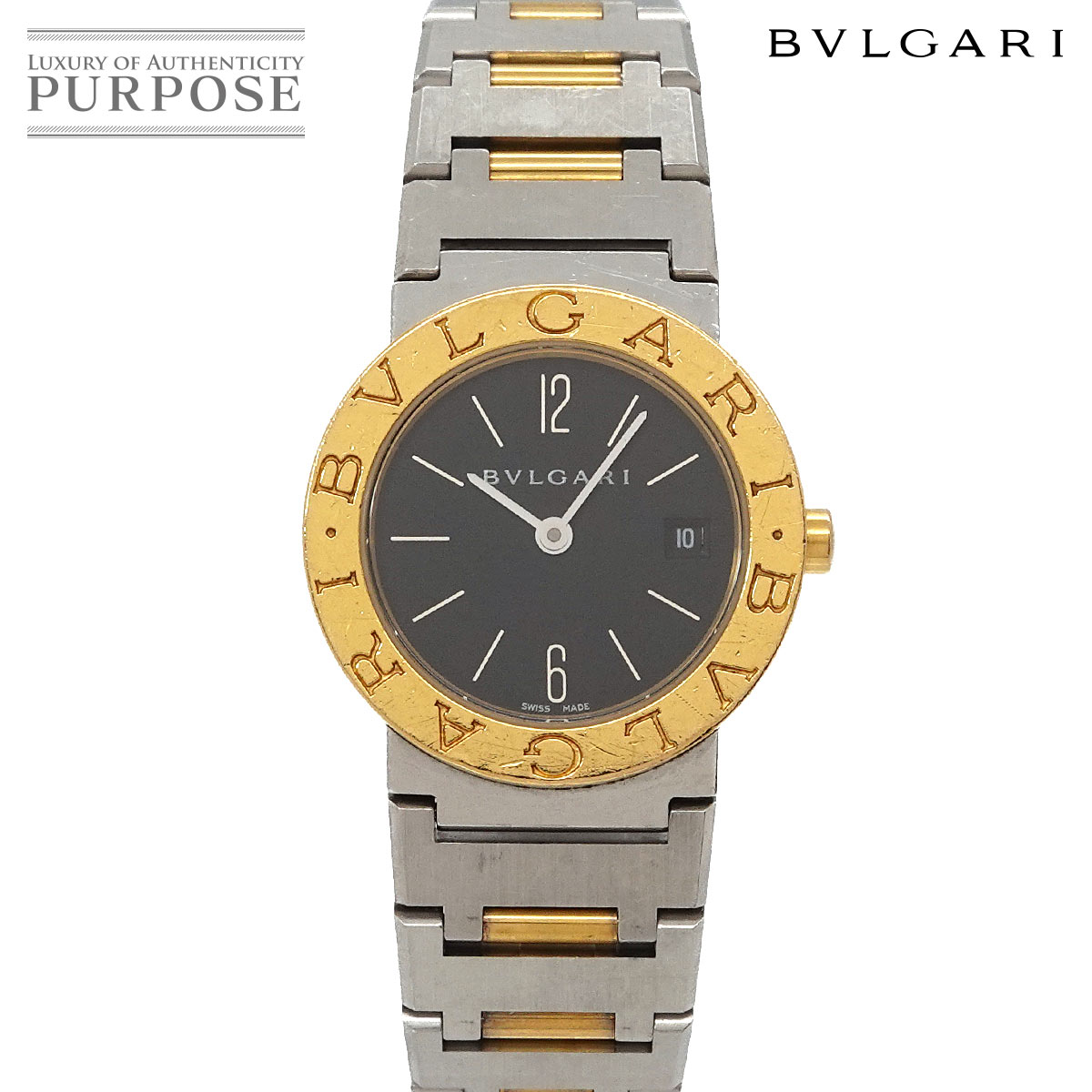 BVLGARI ブルガリブルガリ コンビ BB26SG レディース 腕時計 デイト ブラック K18YG イエローゴールド クォーツ BVLGARIBVLGARI ブルガリ 90343271