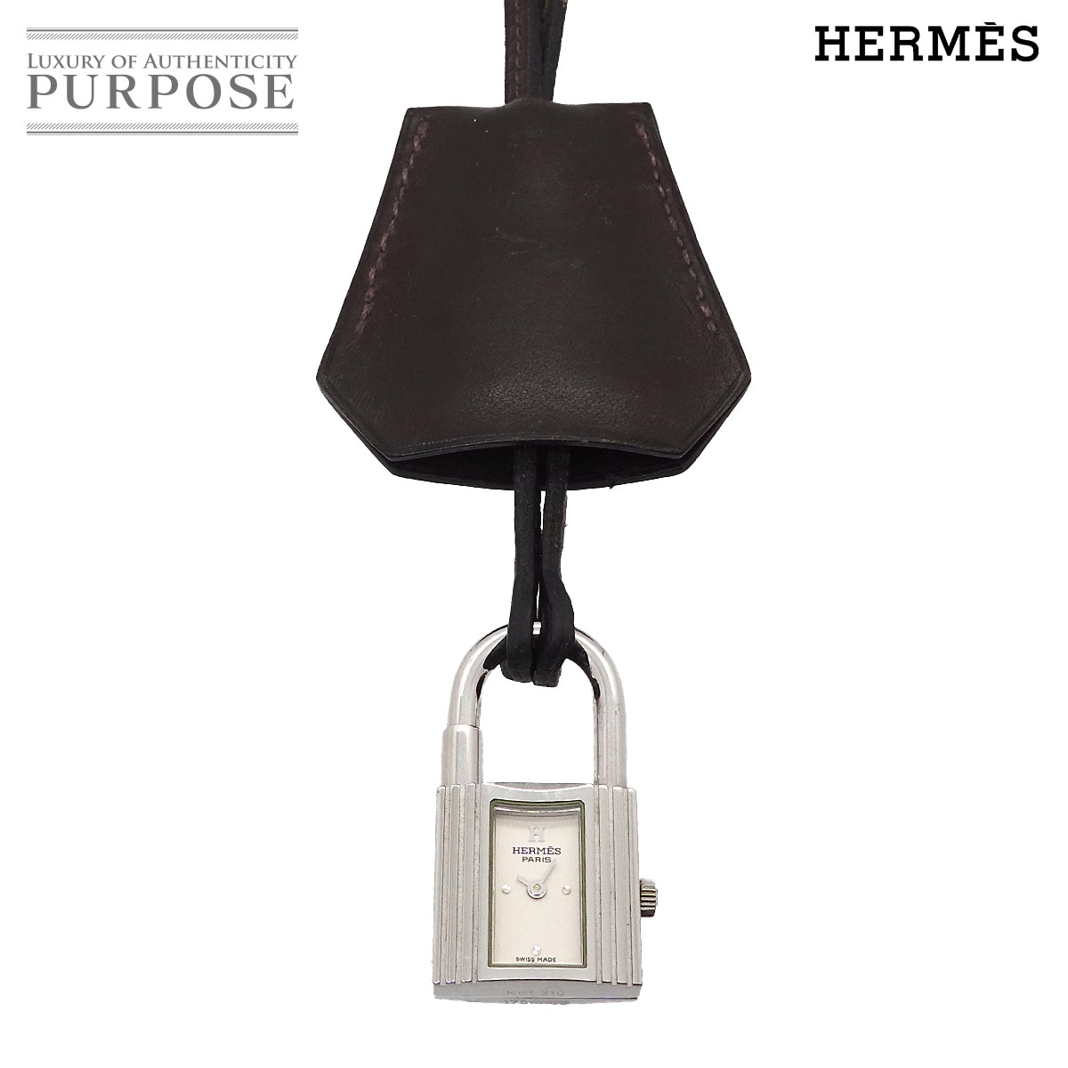 HERMES ケリーウォッチ クロシェット KE1 210 レディース 時計 シルバー レザー クォーツ カデナ Kelly Watch エルメス 90343278