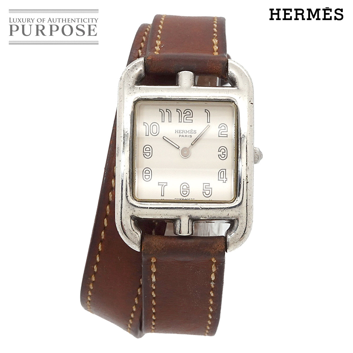 HERMES ケープコッド ドゥブルトゥール CC1.250 レディース 腕時計 SV925 アイボリー クォーツ ウォッチ Cape cod エルメス 90343364