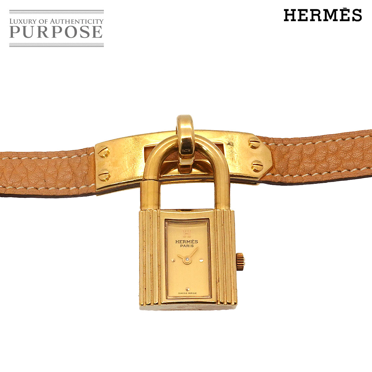 HERMES ケリーウォッチ ヴィンテージ レディース 腕時計 ゴールド イエロー クォーツ ウォッチ カデナ Kelly Watch エルメス 90343383