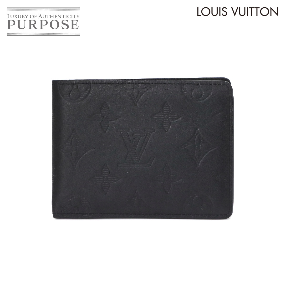 LOUIS VUITTON モノグラム シャドウ ポルトフォイユ ミュルティプル 二つ折り 財布 ブラック M62901 RFID Multipie Wallet ルイ ヴィトン 90338587