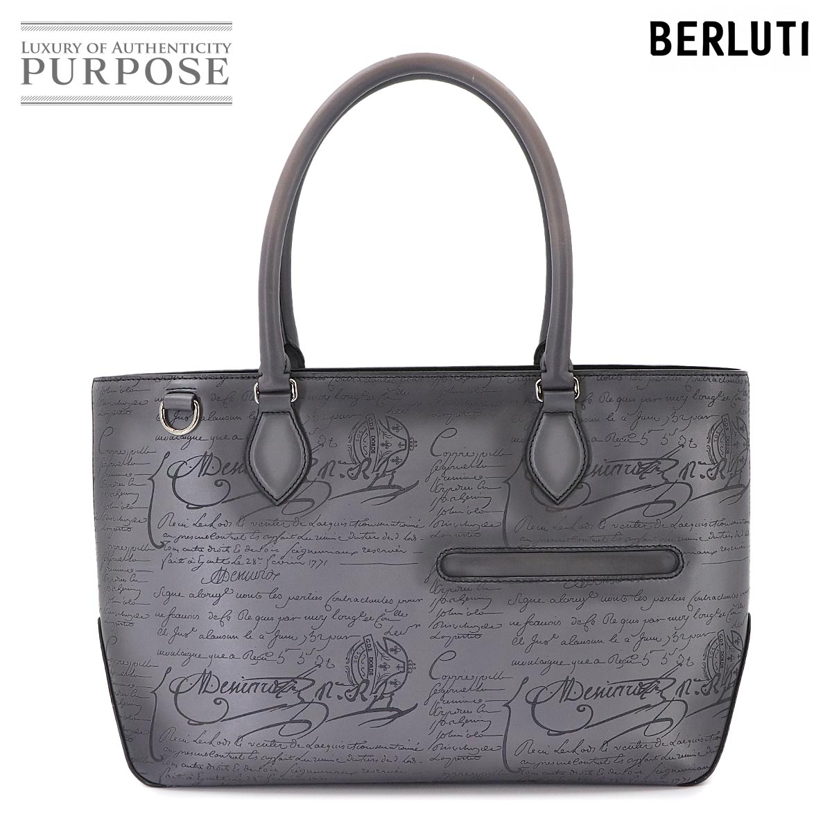 Berluti カリグラフィ トゥジュール ミニ トート バッグ ヴェネチアレザー グレー Toujours Bag ベルルッティ 90340624
