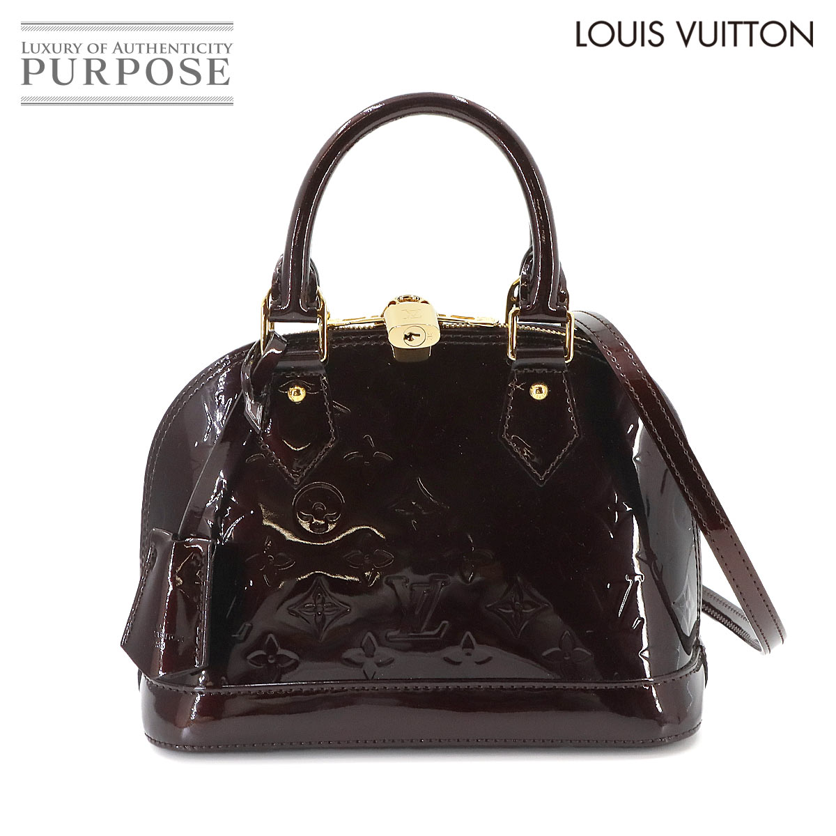 LOUIS VUITTON モノグラム ヴェルニ アルマ BB 2way ハンド バッグ レザー アマラント M91678 Vernis Alma BB ルイ ヴィトン 90340636
