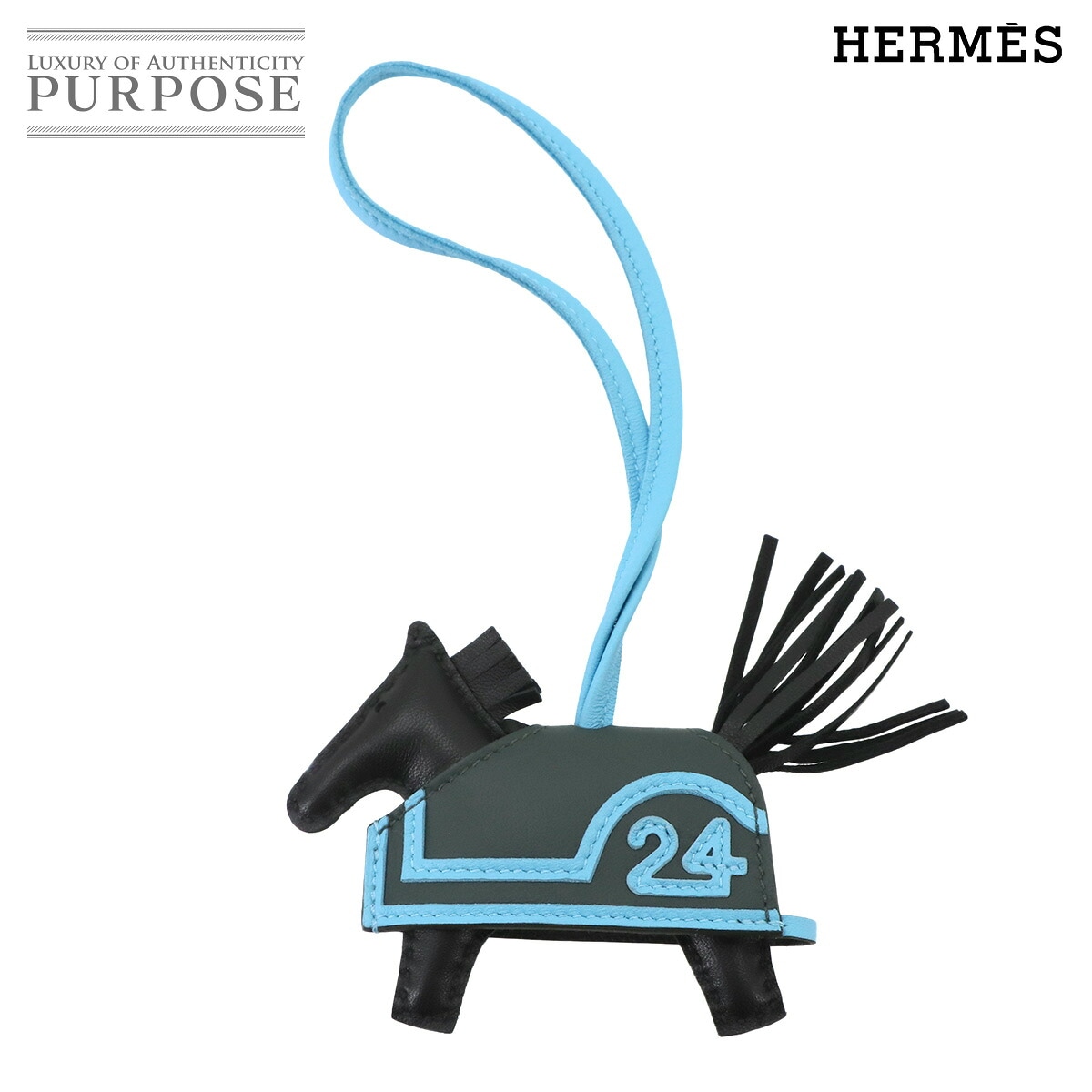 HERMES ロデオ ロベオクール PM バッグ チャーム アニョーミロ スイフト ブラック ヴェールマングローブ セレスト G刻印 Rodeo Robeo Coeur エルメス 90340675