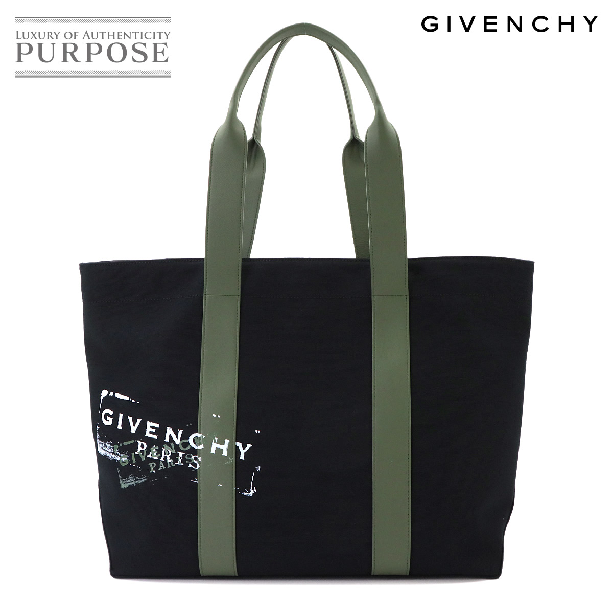 GIVENCHY トート バッグ キャンバス レザー ブラック ロゴ BK50FHK21H-001 ジバンシィ 90342324