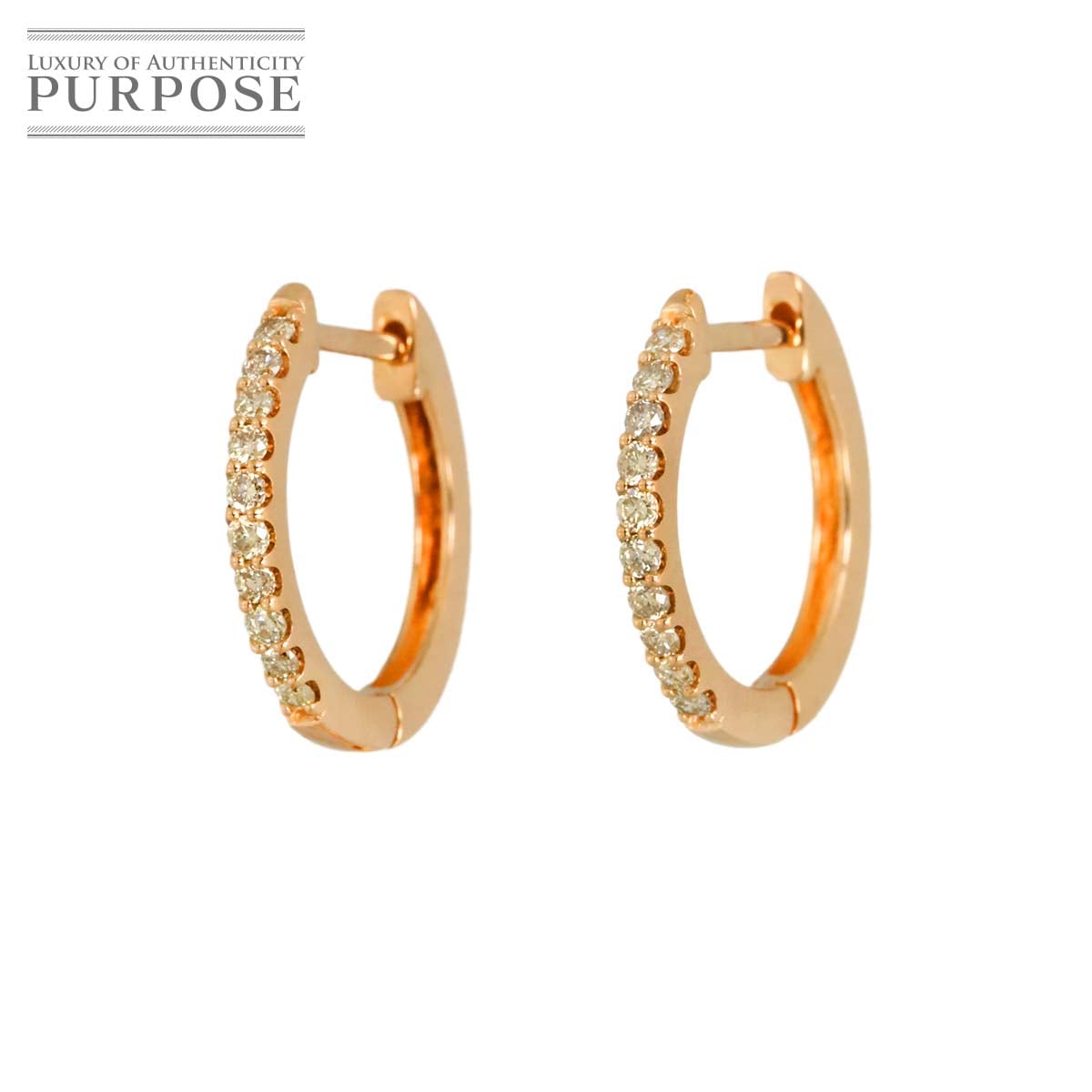 ダイヤ 0.07ct/0.07ct ピアス K18 PG ピンクゴールド 750 Diamond Earrings Pierced 90340699