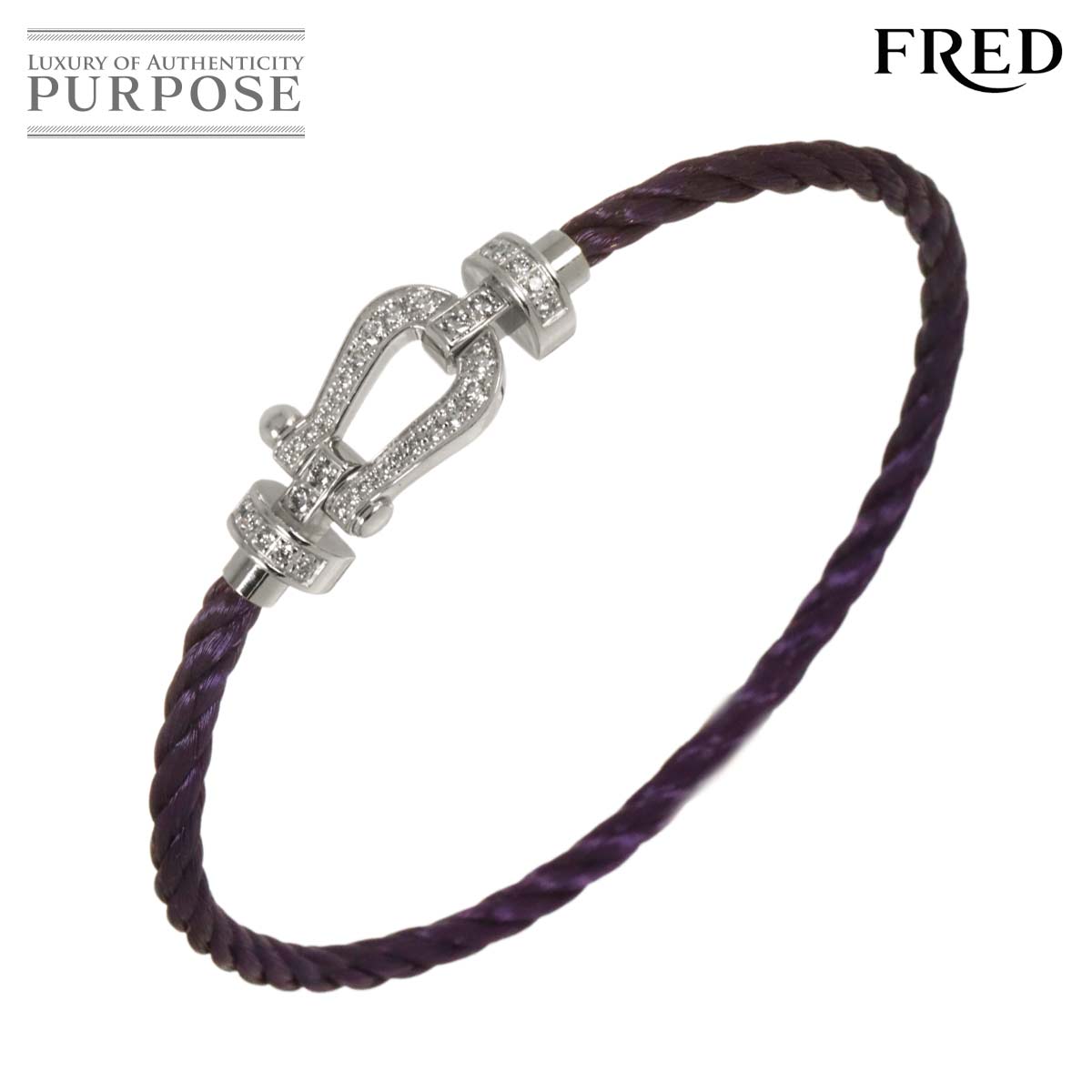 FRED フォース10 ミディアム MM #15 フル ダイヤ ブレスレット K18 WG ホワイトゴールド ケーブル 750 Force 10 Bracelet フレッド 90335194