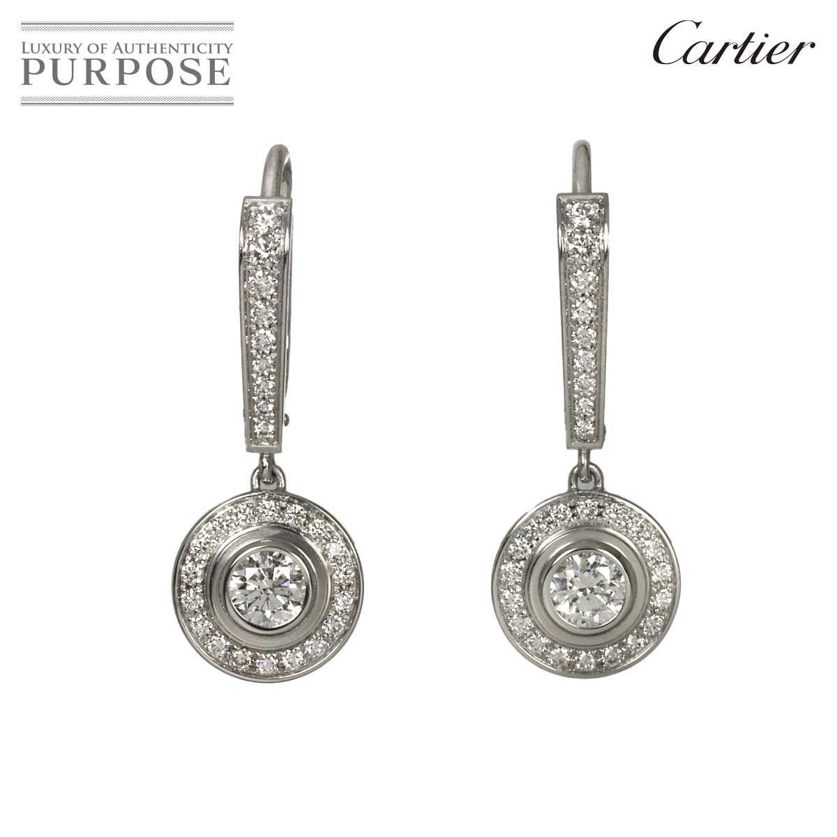 Cartier ダムール ダイヤ ピアス K18 WG ホワイトゴールド 750 ディアマン レジェ Damour Earrings Pierced 【証明書付き】カルティエ 90335205