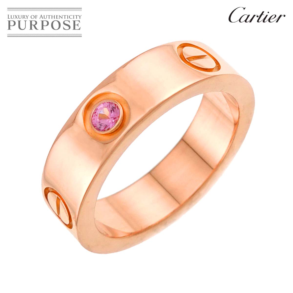 Cartier ラブ サファイヤ 1P #52 リング K18 PG ピンクゴールド 750 指輪 Love Ring【証明書付き】 カルティエ 90335445