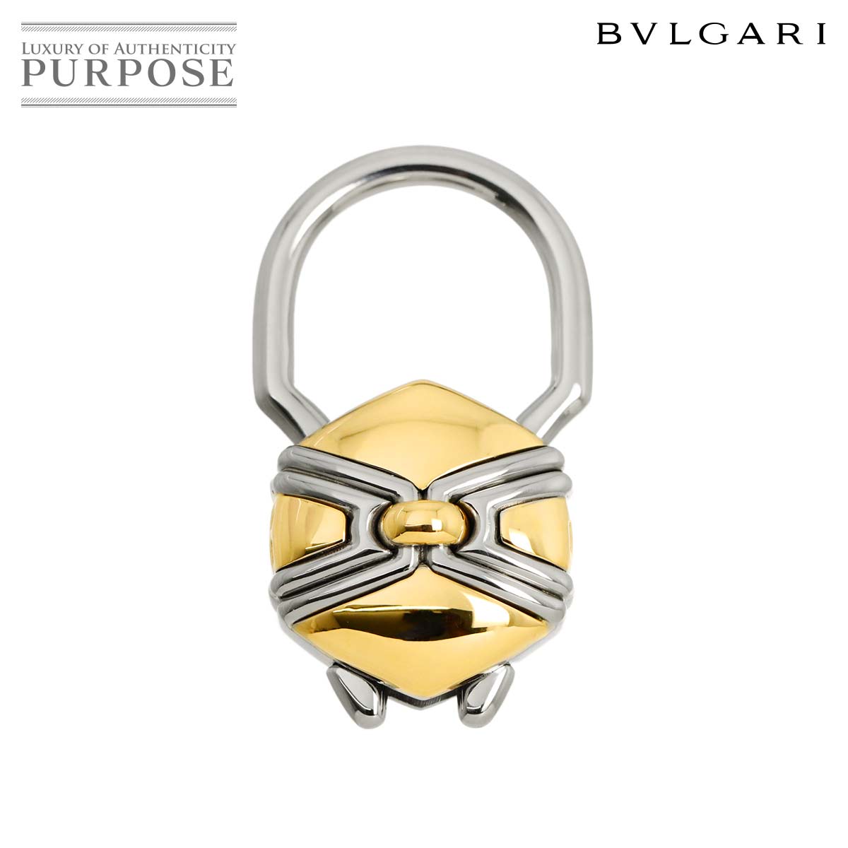BVLGARI チャーム YG イエローゴールドド 750 ステンレス キーホルダー key charm ブルガリ 90336048