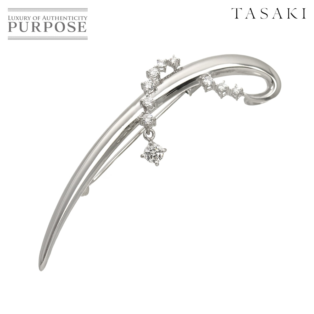 TASAKI ダイヤ 0.40ct ブローチ Pt プラチナ 田崎真珠 Diamond Brooch タサキ 90336077