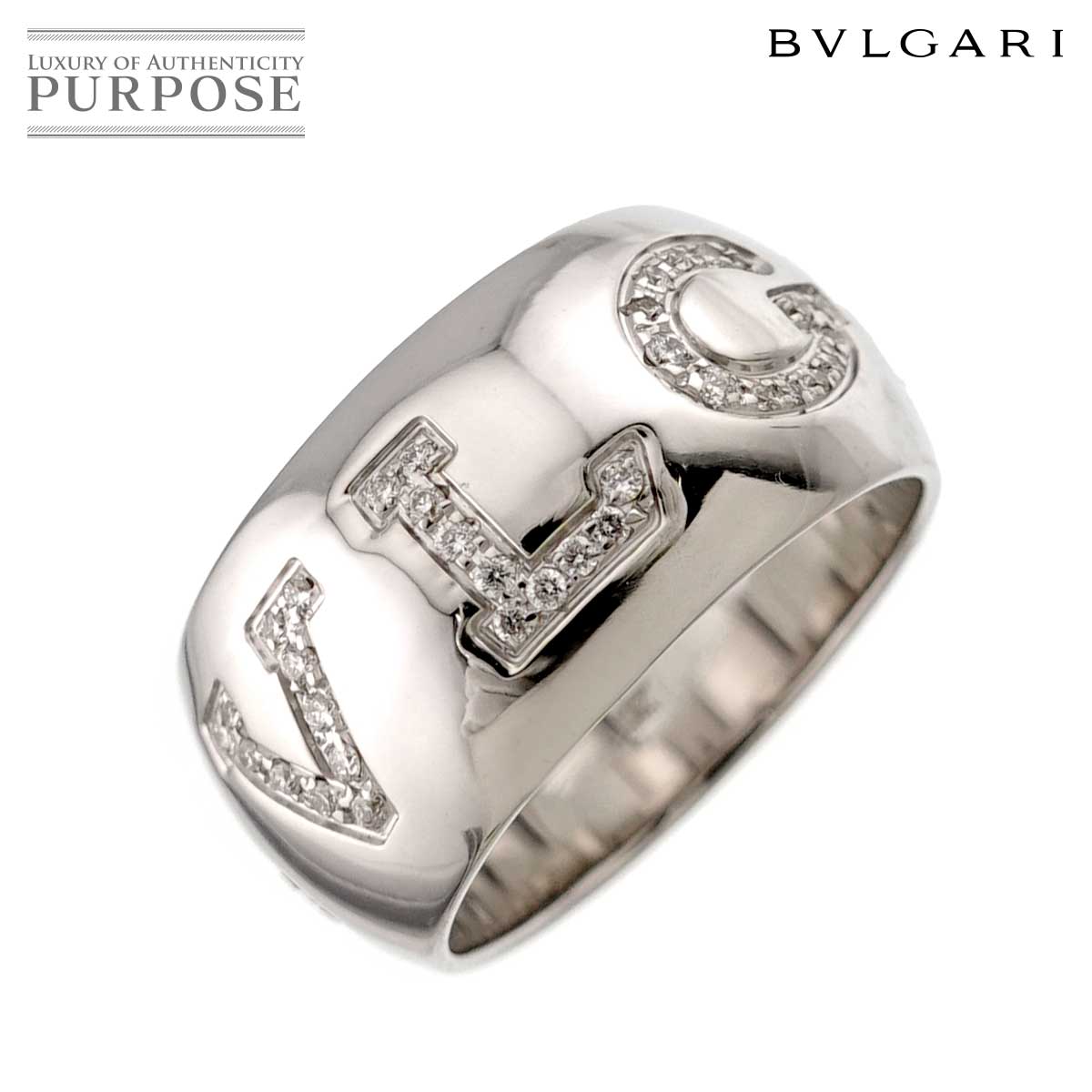 BVLGARI モノロゴ #52 ダイヤ リング K18 WG ホワイトゴールド 750 指輪 Diamond Ring ブルガリ 90336165