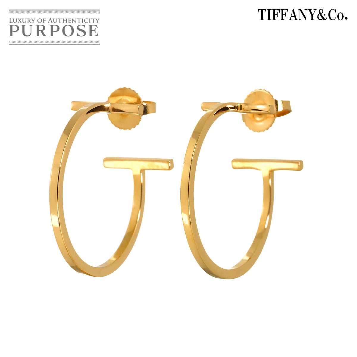 TIFFANY&CO. Tフープ ミディアム ピアス K18 PG ピンクゴールド 750 Earrings Pierced ティファニー 90336211