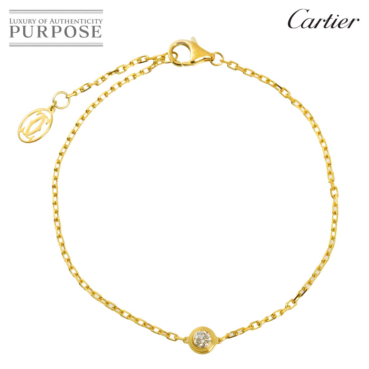 Cartier ダムール ブレスレット MM 18cm ダイヤ K18 YG 750 ディアマン レジェ d Amour Bracelet【証明書付き】カルティエ 90336267